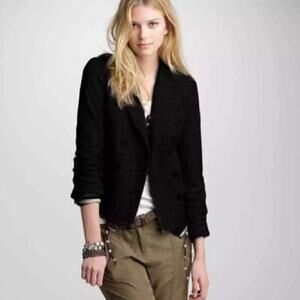 J. Crew Black Double Breasted 100% Wool Long Sleeve Preppy Blazer Jacket Size 2
